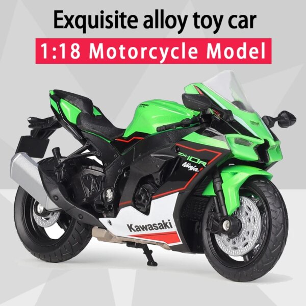 Welly-modelo de motocicleta fundida a presión para niños, juguete absorbente de golpes, de aleación, Kawasaki Ninja ZX10-R, 1:18, 2021, colección de regalos