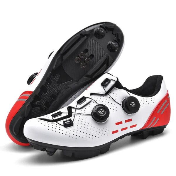Zapatos con tacos blancos para hombre, zapatos de bicicleta con pedales planos, calzado para bicicleta, zapatillas deportivas para ciclismo de montaña, calzado deportivo para exteriores, sin bloqueo de velocidad