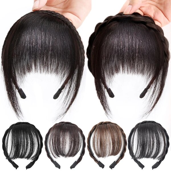 Peluca con flequillo, diadema sintética, extensión de cabello con flecos falsos, Clip de pelo Natural en postizos para mujeres, Clip Natural Invisible