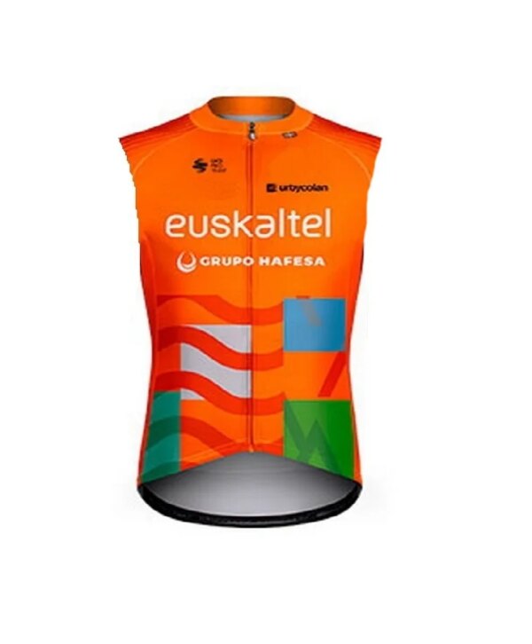 A prueba de viento 2023 Euskaltel equipo naranja sin mangas Ciclismo chaqueta chaleco chaleco Mtb ropa bicicleta Maillot Ciclismo