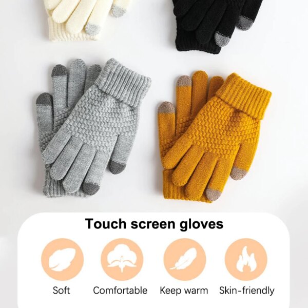 Guantes anticongelantes para montar en bicicleta, guantes gruesos antideslizantes a cuadros con pantalla táctil y dedos completos, cálidos y resistentes al frío, para invierno