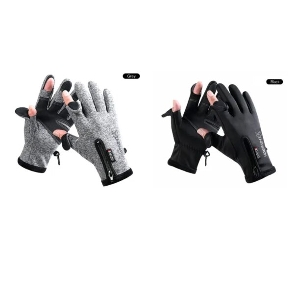 Guantes de pesca de invierno 2 dedos Flip impermeables a prueba de viento ciclismo guantes de pesca