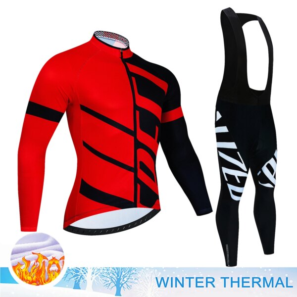 Conjunto de Ciclismo de lana térmica de invierno, uniforme MTB, Ropa de bicicleta, Maillot, Ropa de Ciclismo de manga larga, Ropa térmica de lana para bicicleta