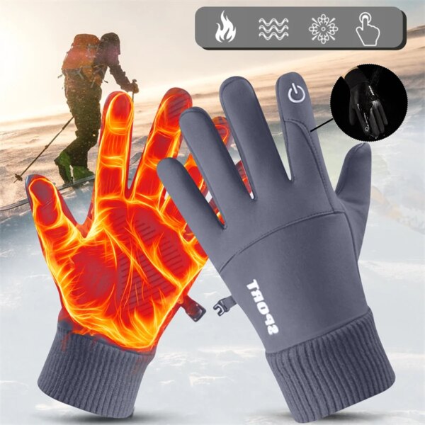 Guantes de ciclismo cálidos de invierno, guantes impermeables para hombre, resistentes al viento, deportes, pesca, pantalla táctil, conducción, motocicleta, esquí, antideslizantes