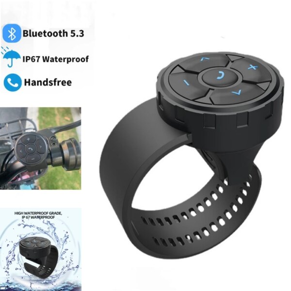 Mando a distancia inalámbrico con Bluetooth 5,3, botón multimedia, casco de motocicleta, auriculares, volante de coche, reproducción de música MP3 para teléfonos