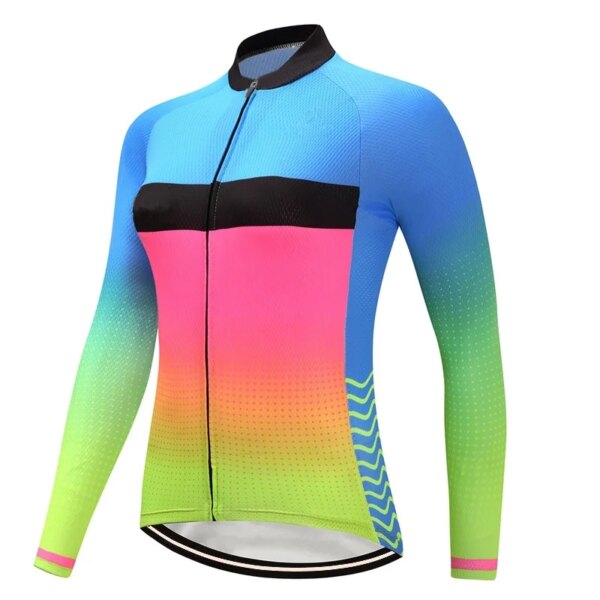 Chaqueta de ciclismo para mujer, ropa de manga larga, Jersey de carretera, camisa para bicicleta, abrigo para descenso, suéter para bicicleta, Top deportivo, ropa de llegada, barco de carreras