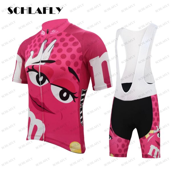 Conjunto de camiseta de ciclismo divertida rosa para mujer, kit de ropa de bicicleta de manga corta antiencogimiento transpirable de secado rápido, camiseta de ciclismo de carretera