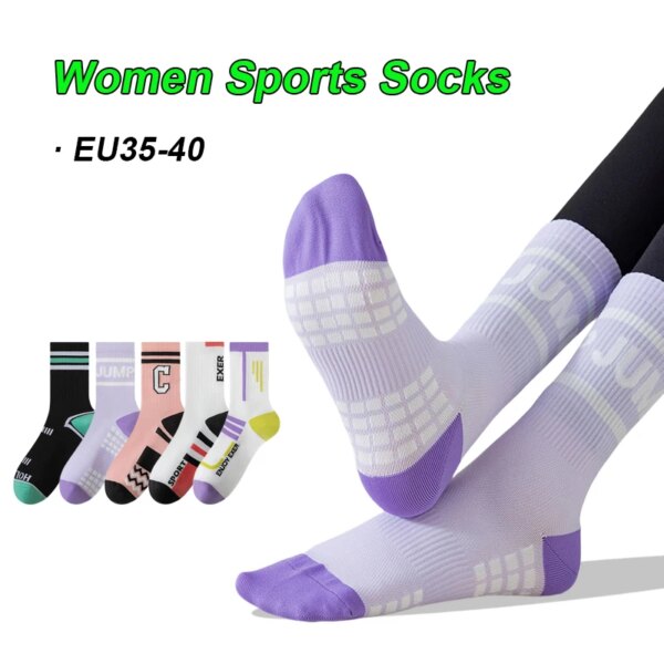 Calcetines deportivos de algodón para mujer, calcetines informales a la moda para fútbol, ​​baloncesto, tenis, ciclismo, correr, Fitness, 35-40