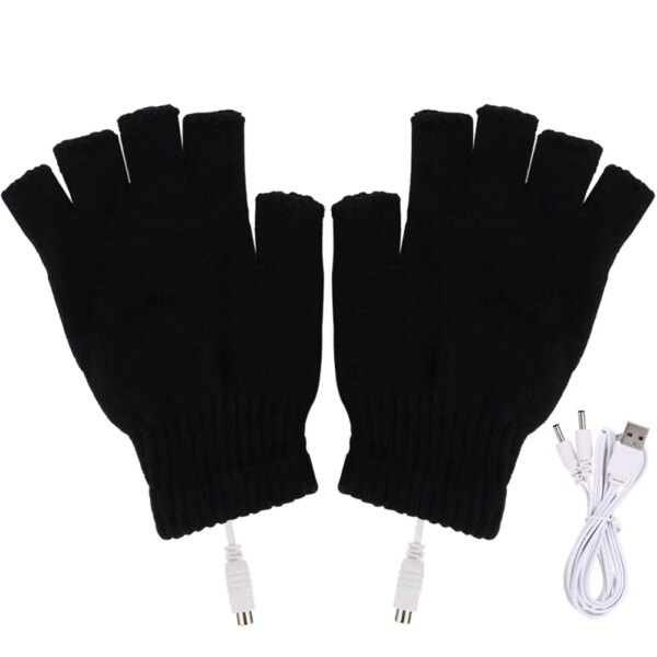 Guantes Térmicos para hombre y mujer, guantes térmicos eléctricos USB cálidos de invierno, sin dedos, recargables de 5V para deportes, esquí, correr y ciclismo