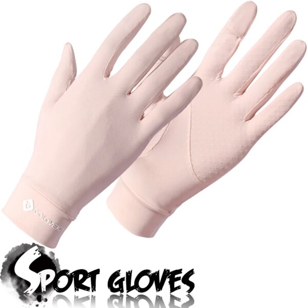 Guantes deportivos ligeros de seda helada para mujer, de silicona, antideslizantes, transpirables, sensación de frío, para ciclismo, pesca, correr y exteriores, de verano