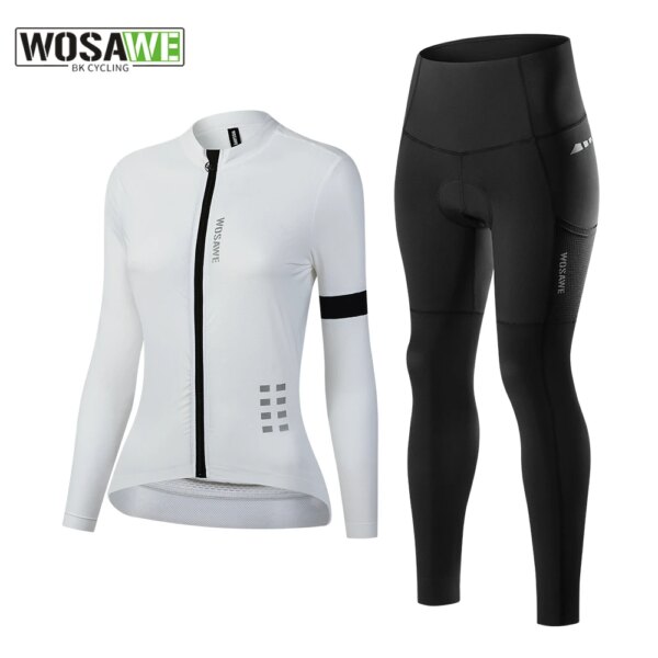 Conjuntos de Jersey de ciclismo profesional de verano para mujer, ropa de bicicleta de montaña, conjunto de pantalones acolchados de secado rápido de manga larga para ciclismo de carreras