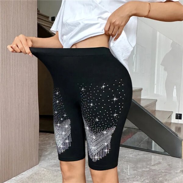 Pantalones cortos finos de Fitness para mujer, pantalones cortos de verano de cintura alta para mujer, pantalones cortos de ciclismo con parte inferior, ropa de calle ajustada para mujer