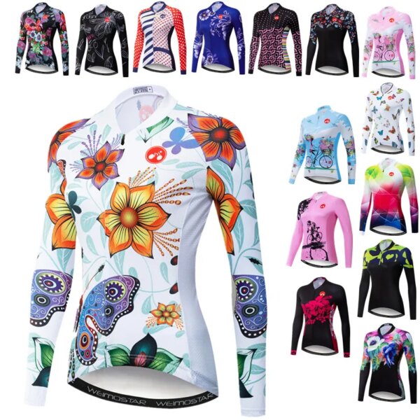 Jersey de ciclismo para mujer, ropa para bicicleta de montaña de manga larga, Tops de otoño, camisa de bicicleta para mujer, ropa de ciclismo transpirable, chaqueta de ciclismo