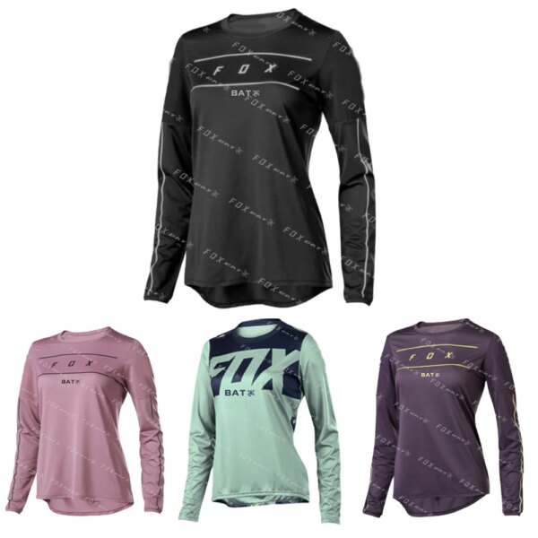 Vestido de descenso para mujer, sudadera de ciclismo, camisetas de motocicleta MTB, ropa de bicicleta de Enduro de montaña y Motocross BAT FOX