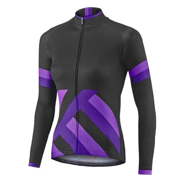 Camiseta de ciclismo de manga larga para mujer, camisas de secado rápido para bicicleta, chaqueta para bicicleta de montaña, ropa de ciclismo de montaña con bolsillos, Top morado transpirable