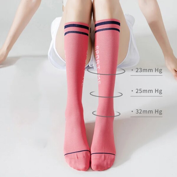 Calcetines deportivos de compresión para mujer, calcetines profesionales para Fitness, correr y ciclismo, calcetines altos hasta el muslo moldeadores transpirables muy elásticos