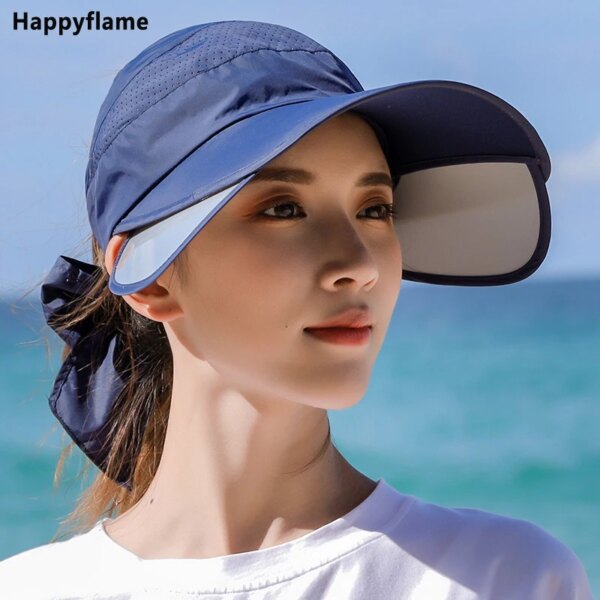 Sombrero para el sol para mujer, gorras con visera transpirable para ciclismo, ala escalable para mujer, gorra de béisbol vacía, gorra con ala ancha, sombreros de playa con protección UV