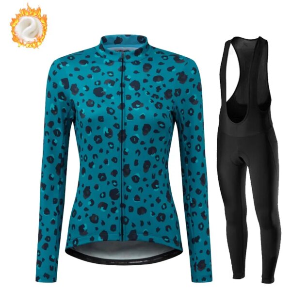 Ropa de ciclismo de invierno para mujer, conjunto de Jersey térmico de lana de manga larga para ciclismo, ropa de bicicleta de montaña para exteriores, 2023