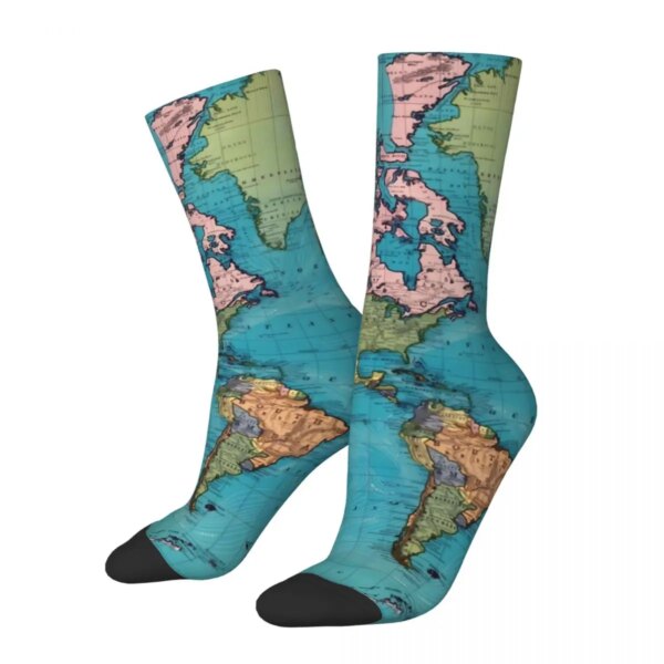 Calcetines con mapa del mundo para invierno, medias Vintage con mapa del mundo 1897, calcetines cómodos para mujer, calcetines antideslizantes gráficos para ciclismo