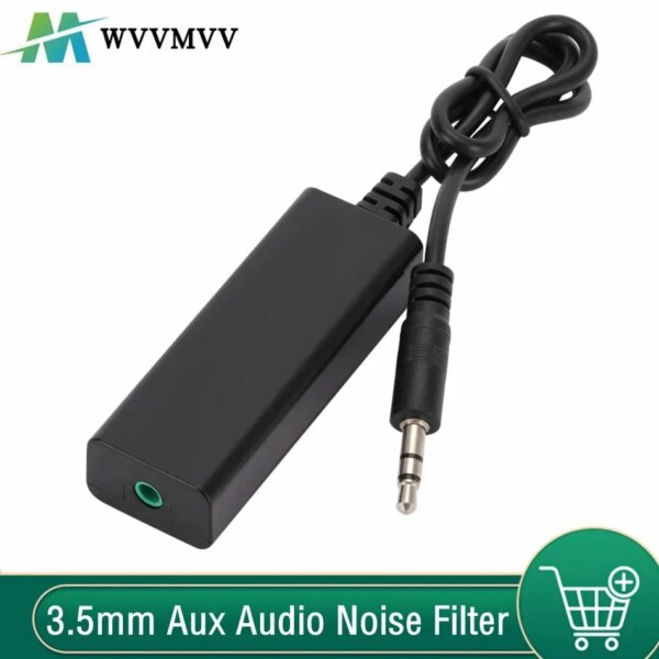 WvvMvv Línea de altavoces 3,5 mm Aux Audio Filtro de ruido Bucle de tierra Aislador de ruido Eliminar para sistema de audio estéreo de coche Estéreo doméstico