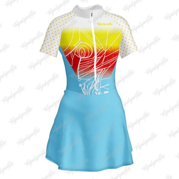 Wyndymilla Ciclismo Jersey falda triatlón manga corta Mujer Skinsuit Ciclismo bicicleta ropa al aire libre Fitness correr Vestidinho