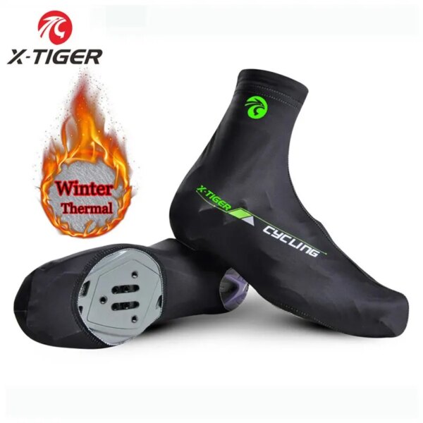 X-TIGER protector para calzado de ciclismo, forro polar térmico para invierno, cubrezapatos para bicicleta de montaña, mujeres y hombres, cubierta para zapatos de bicicleta de carreras