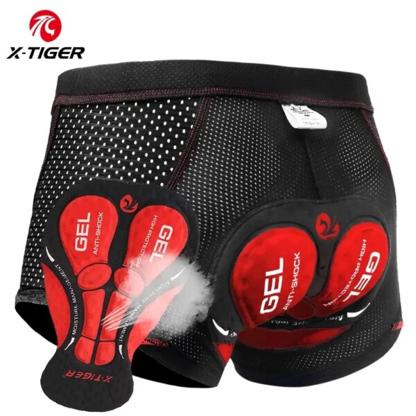 X-TIGER-pantalones cortos de ciclismo para hombre, ropa interior de malla transpirable con almohadilla de Gel 5D a prueba de golpes, pantalones cortos para bicicleta de montaña