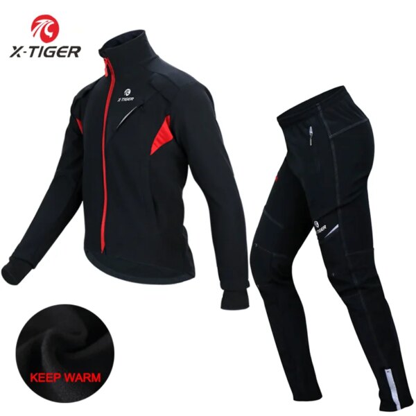 X-TIGER chaqueta de ciclismo para hombre, chaqueta de invierno, cortavientos térmico para ciclismo, chaqueta de lana a prueba de viento para bicicleta, ropa de ciclismo MTB