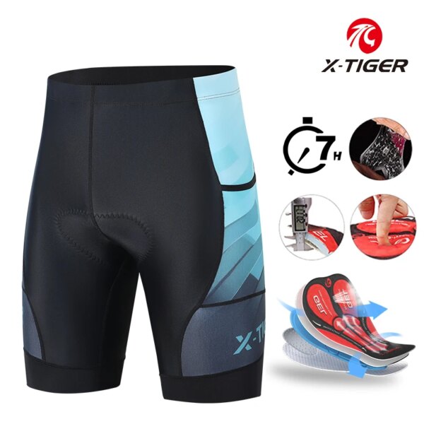 X-TIGER pantalones cortos de ciclismo para hombre con bolsillo trasero pantalones cortos de bicicleta transpirables de secado rápido elásticos de ciclismo con bolsillos pantalones cortos de ciclismo