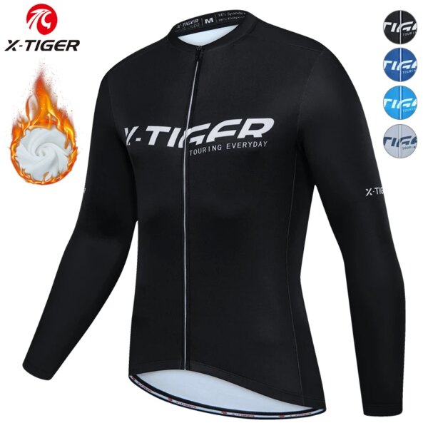 X-TIGER para hombre, chaqueta térmica de invierno para Ciclismo, abrigo para bicicleta MTB, ropa cálida para bicicleta, camisetas de Ciclismo de manga larga, chaquetas de Ciclismo