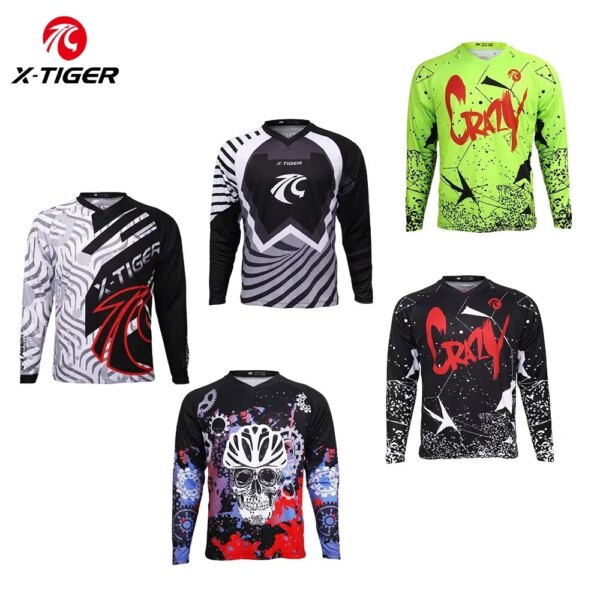 X-TIGER de manga larga para descenso de montaña, ropa transpirable de secado rápido para bicicleta, ropa para deportes de competición y Motocross, Ciclismo