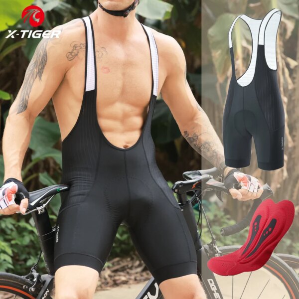 X-TIGER Pro-pantalones cortos con pechera para ciclismo para hombre, medias profesionales Bretelle para ciclismo de montaña y carretera, ropa para montar en bicicleta de larga distancia