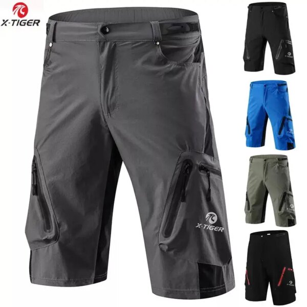 X-TIGER Pro-pantalones cortos para bicicleta de montaña para hombre, pantalones cortos de ciclismo, transpirables, holgados, para deportes al aire libre, correr, pantalones cortos para bicicleta de montaña