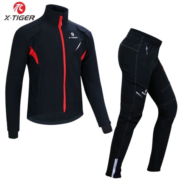 X-TIGER de invierno para ciclismo, chaqueta térmica de lana para bicicleta, conjunto de Jersey de ciclismo a prueba de viento, abrigo para senderismo, chaqueta para bicicleta, ropa deportiva