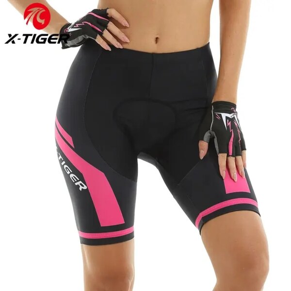 X-TIGER pantalones cortos de ciclismo para mujer, pantalones cortos acolchados de Gel 3D a prueba de golpes para bicicleta de montaña MTB, pantalones cortos para bicicleta de carreras, ropa de verano