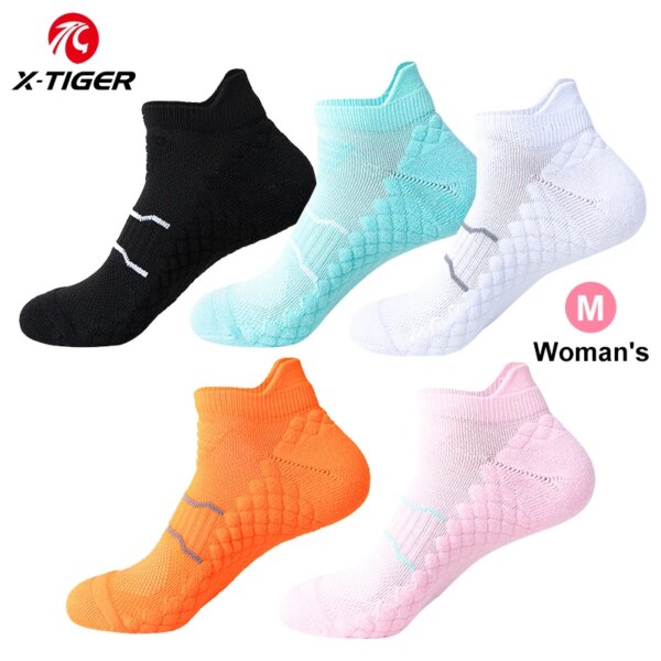 X-TIGER calcetines de ciclismo para mujer, 3 pares, calcetines deportivos Unisex, calcetines antideslizantes para deportes de bicicleta al aire libre, calcetines para bicicleta de carretera, correr, fútbol