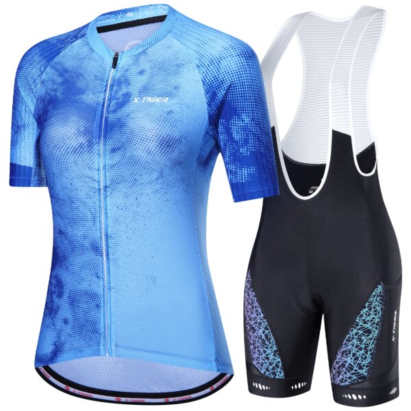 X-TIGER-Conjunto de Jersey de ciclismo para mujer, traje de manga corta de LICRA transpirable, ropa deportiva para bicicleta, novedad de verano 2022