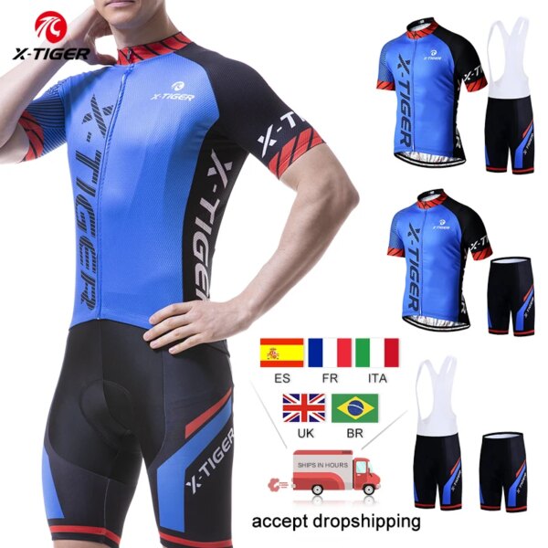 Conjunto de Jersey de Ciclismo x-tiger, Ropa transpirable para bicicleta, Ropa de secado rápido para montar en bicicleta, conjunto de Ciclismo de manga corta, Ropa de Ciclismo