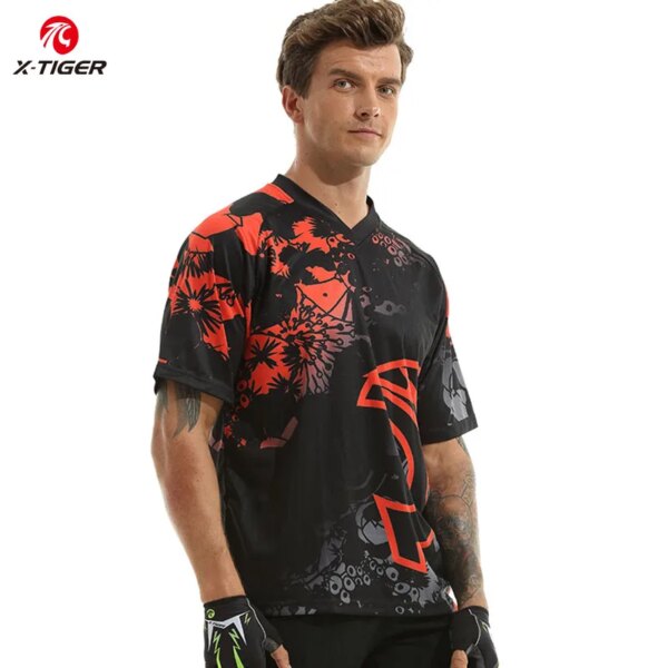 X-Tiger-camisetas de descenso para bicicleta de montaña, camiseta DH de secado rápido, 100% poliéster, camiseta deportiva para carreras de motocross y MTB