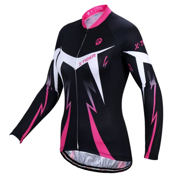 X-tiger-Camiseta de Ciclismo para mantener el calor, Ropa de invierno de manga larga de lana para bicicleta, Jersey de poliéster para Ciclismo de montaña