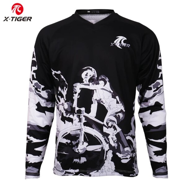 X-tiger-Camiseta de manga larga para descenso, camisetas para descensos Anti-UV, camisetas de ciclismo para bicicleta de montaña, camiseta transpirable DH, ropa de carreras para Motocross