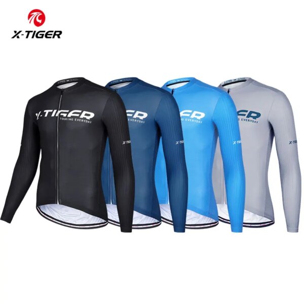 X-tiger-Camiseta de ciclismo para hombre, Maillot de manga larga para ciclismo de montaña, Jersey para descensos, ropa de bicicleta de montaña profesional de alta calidad