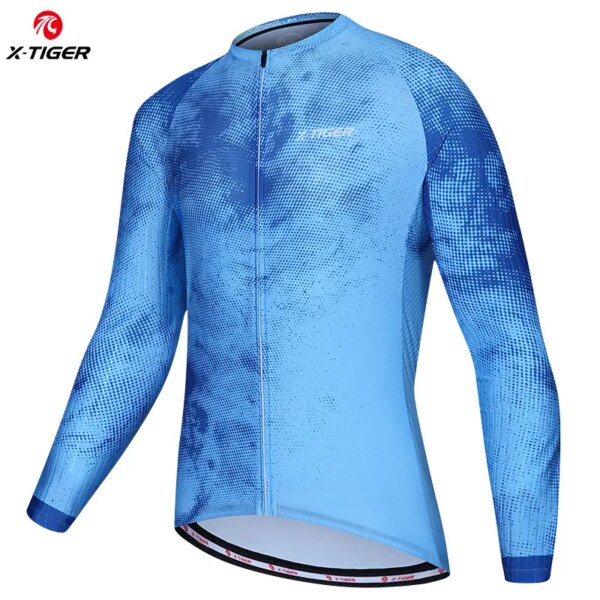 X-tiger-Camisetas de Ciclismo de manga larga para hombre, Ropa de secado rápido para Ciclismo de montaña, Maillot, Ropa deportiva para Ciclismo