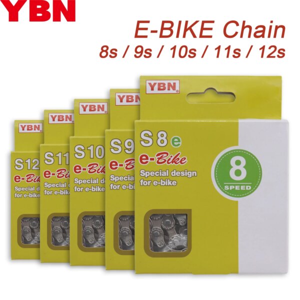 Cadena YBN ebike 8 9 10 11 12s velocidad para bicicleta eléctrica de motor medio para BOSCH Bafang para bicicleta eléctrica Shimano 136 eslabones cadena de alta resistencia