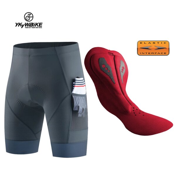 YKYW Pantalones cortos de ciclismo para hombre con interfaz elástica acolchados MTB para hombre, pantalones cortos para bicicleta de carretera, pantalones deportivos, mallas, ropa ajustada