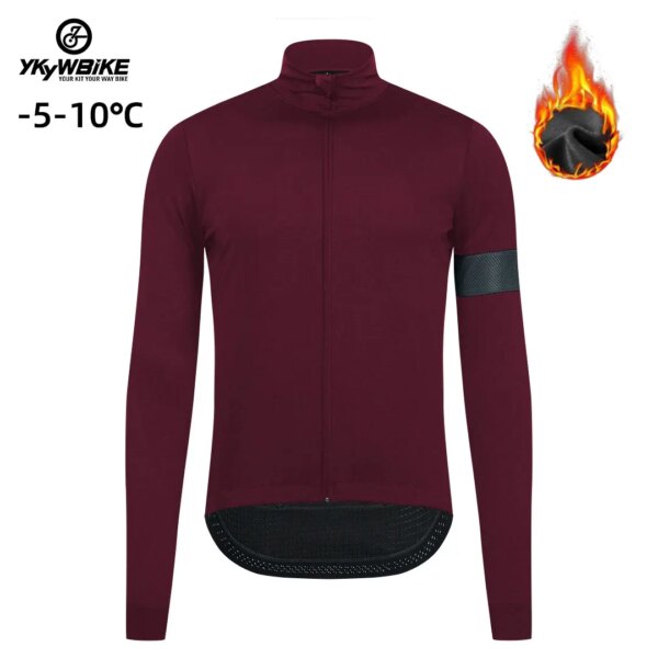 YKYW Invierno -5° 10° Pro Chaqueta Térmica De Lana A Prueba De Viento Impermeable Manga Larga Ciclismo Jersey Hombres Deportes Bicicleta Ropa Ciclismo