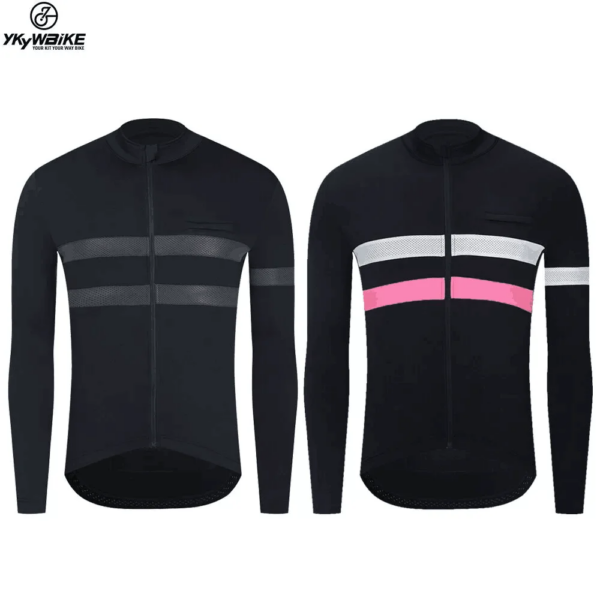 YKYWBIKE-Chaqueta de ciclismo de invierno para hombre y mujer, forro polar térmico, ropa de bicicleta de carretera de manga larga, chaqueta reflectante para bicicleta con bolsillo con cremallera