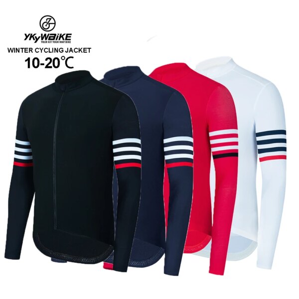 YKYWBIKE Chaquetas de Ciclismo de Invierno para Hombre, Mangas Largas, Polar, Mantener Caliente, Tops para Bicicleta de Carretera, Chaquetas de Jersey MTB