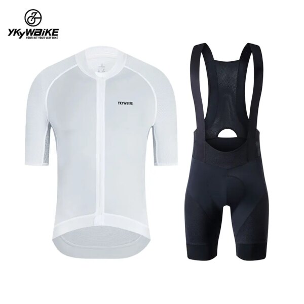 Ykywbike Conjunto de Jersey de Ciclismo para Hombre Ropa de Bicicleta de Carretera Kits de Ciclismo de Manga Corta Pantalones Cortos con Pechera con Acolchado 3D