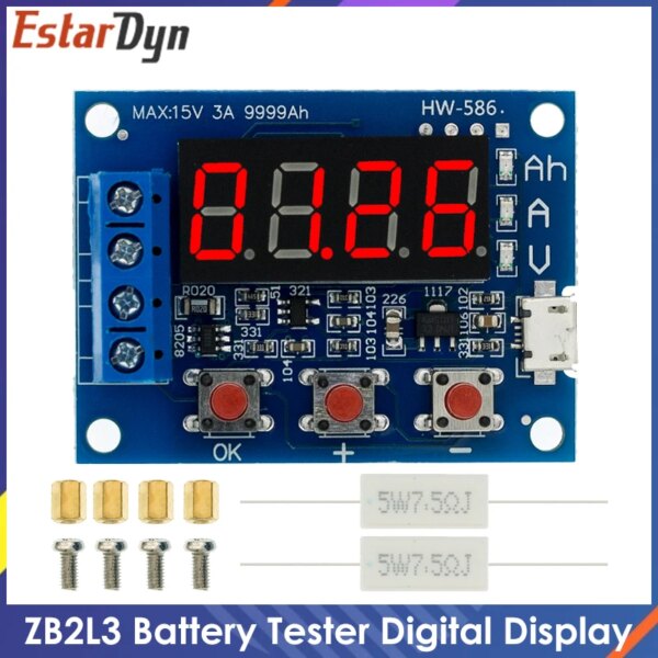 Probador de batería ZB2L3, pantalla Digital LED, fuente de alimentación de batería de litio 18650, medidor de descarga de capacidad de plomo-ácido